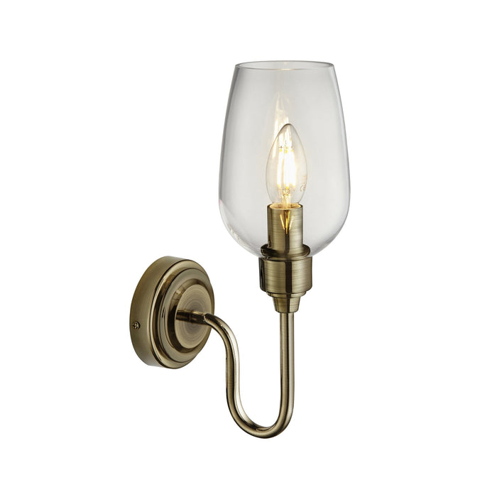 Endon 107792 Wall 1 Light Antique Brass Plate And Clear Glass