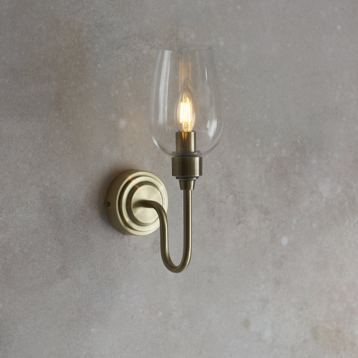 Endon 107792 Wall 1 Light Antique Brass Plate And Clear Glass