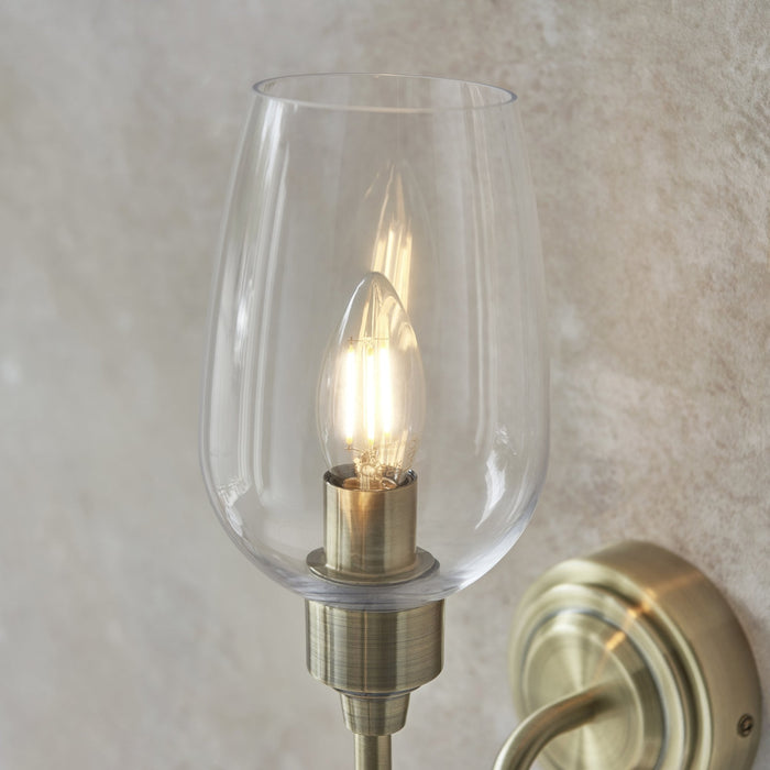 Endon 107792 Wall 1 Light Antique Brass Plate And Clear Glass