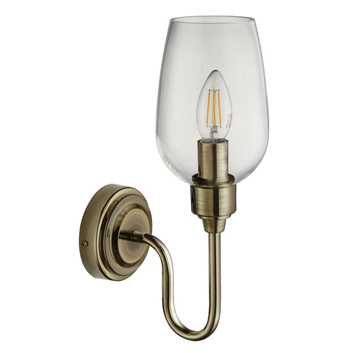 Nelson Lighting NL147792 Wall 1 Light Antique Brass Plate And Clear Glass