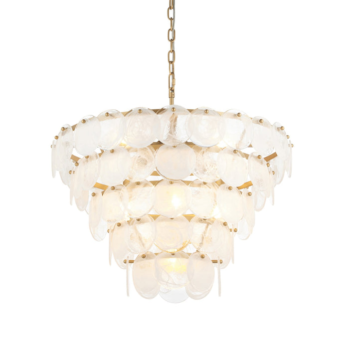 Nelson Lighting NL147939 Pendant 9 Light Antique Gold Paint With White And Clear Glass