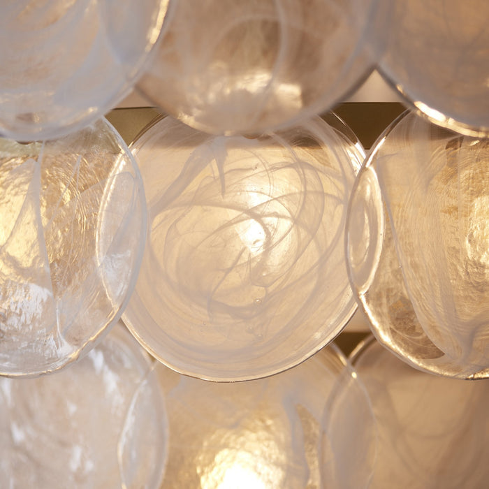 Endon 107939 Pendant 9 Light Antique Gold Paint With White And Clear Glass