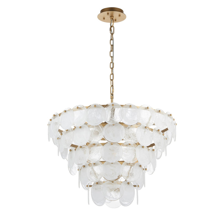 Endon 107939 Pendant 9 Light Antique Gold Paint With White And Clear Glass