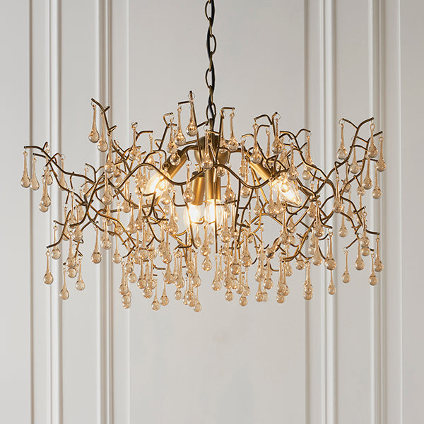 Endon 81675 4 Light Pendant Aged Gold Paint & Champagne Lustre Glass