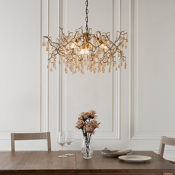 Endon 81675 4 Light Pendant Aged Gold Paint & Champagne Lustre Glass