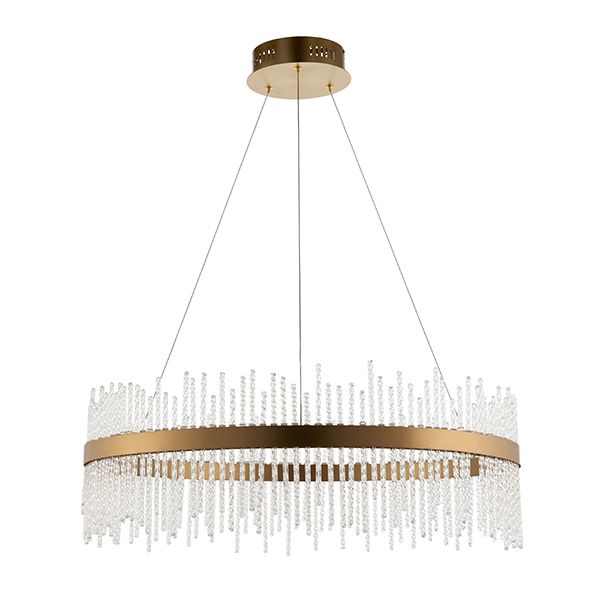 Nelson Lighting NL841908 LED Pendant Brushed Gold Plated Finish & Clear Glass