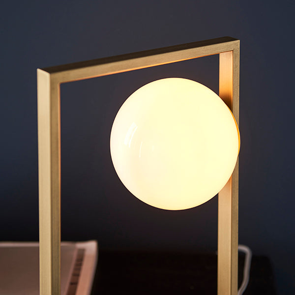 Nelson Lighting NL942493 1 Light Table Lamp Brushed Gold Finish & Gloss Opal Glass