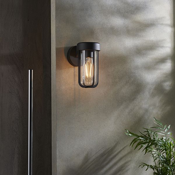 Endon 92859 Outdoor 1 Light Wall Light Matt Black Finish & Clear Glass