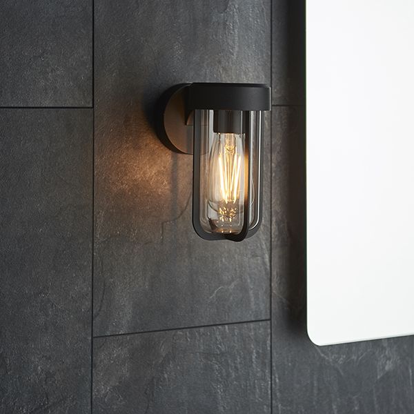 Endon 92859 Outdoor 1 Light Wall Light Matt Black Finish & Clear Glass