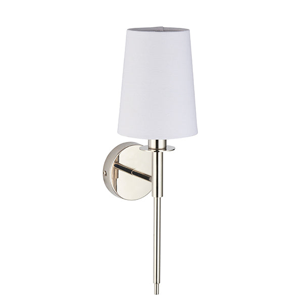 Endon 92949 1 Light Wall Light Bright Nickel Plate & Vintage White Fabric Shade