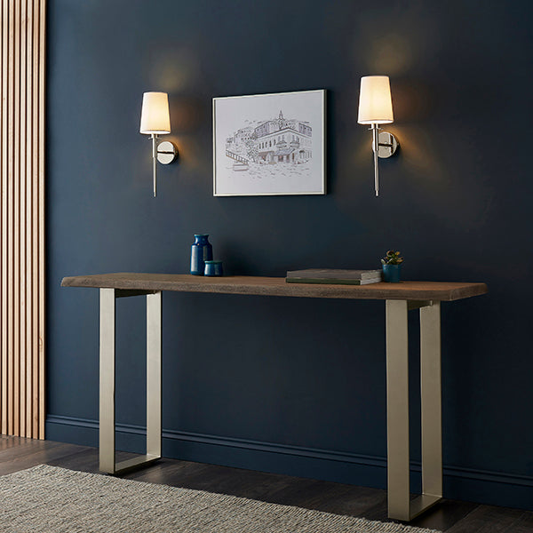 Endon 92949 1 Light Wall Light Bright Nickel Plate & Vintage White Fabric Shade