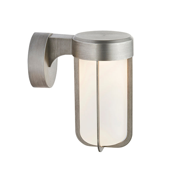 Nelson Lighting NL944990 Outdoor LED Wall Light Brushed Silver Finish & Frosted Glass
