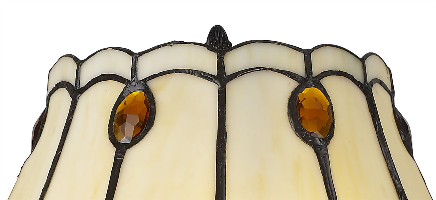 Nelson Lighting NL82749 Charlie Tiffany Table Lamp Red / Orange / Crystal / Black