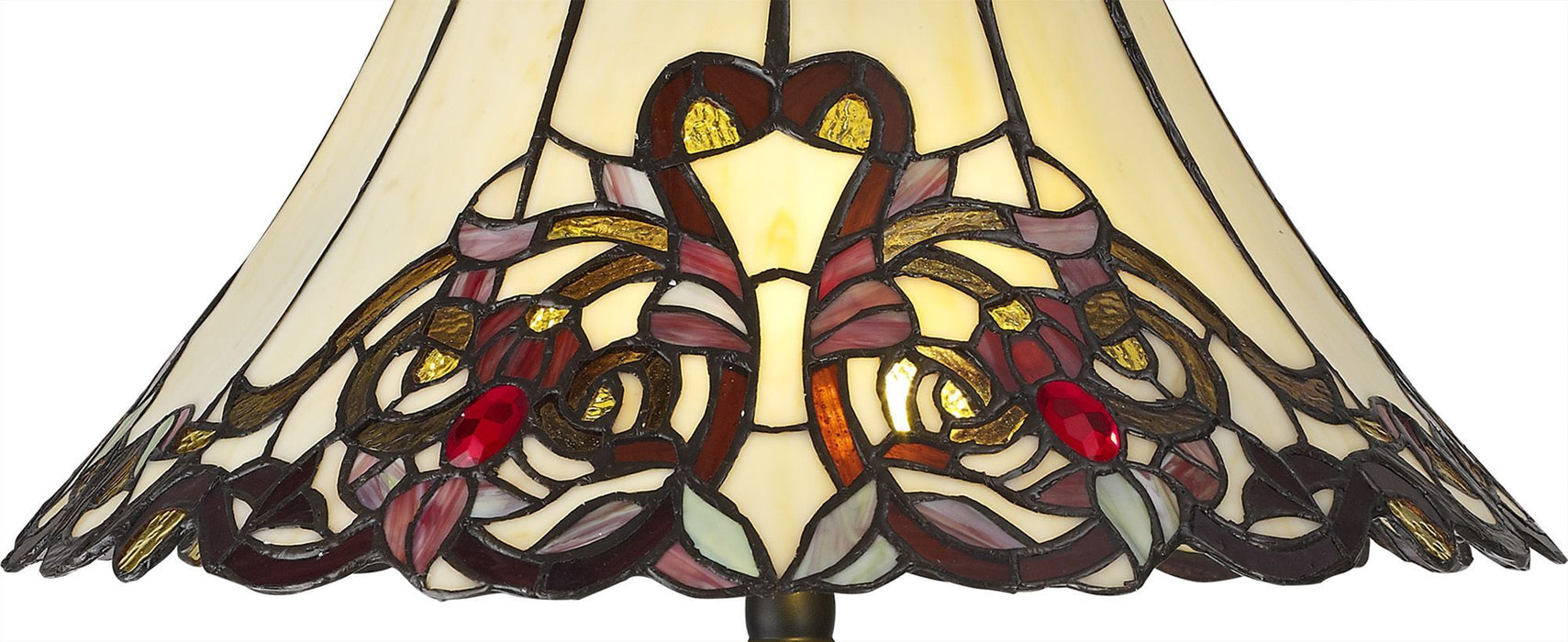 Nelson Lighting NL82749 Charlie Tiffany Table Lamp Red / Orange / Crystal / Black